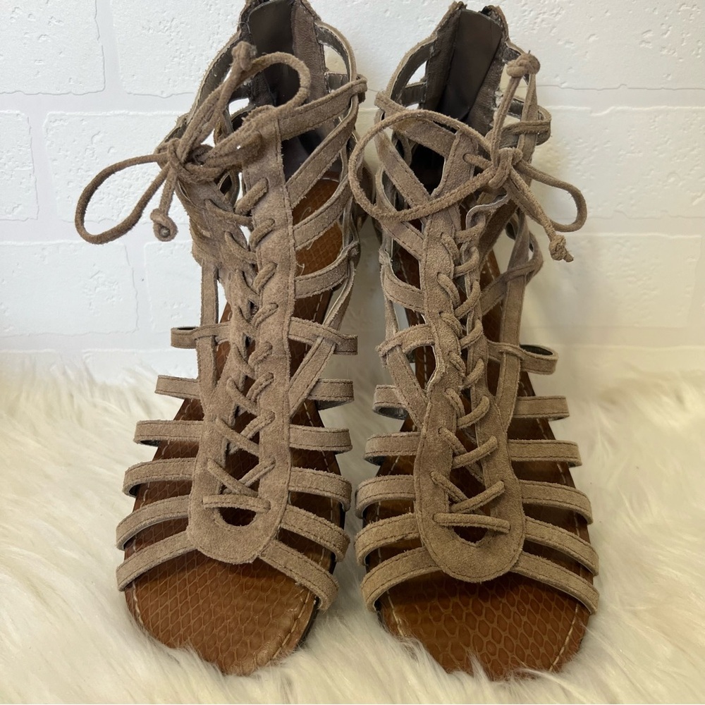 Sam Edelman Lace Up Leather Gladiator Boho Festival Sandals Shoes Size 8.5